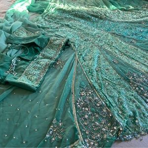 Mint green ready made Indian Saree